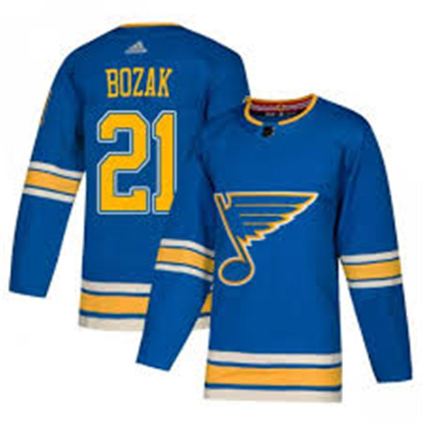 Mens St. Louis Blues #21 Tyler Bozak adidas Blue Alternate Jersey Stitched