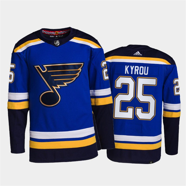 Mens St. Louis Blues #25 Jordan Kyrou adidas Blue Alternate Jersey Stitched