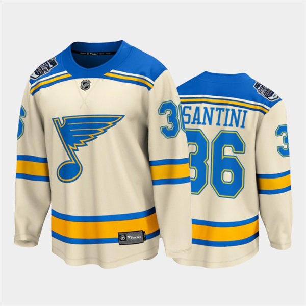 Mens St. Louis Blues #36 Steven Santini adidas Cream 2022 Winter Classic Edition Jersey Stitched