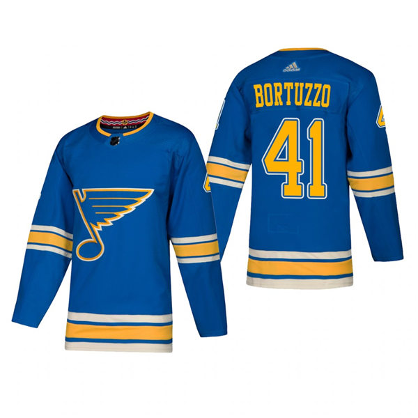 Mens St. Louis Blues #41 Robert Bortuzzo adidas Blue Alternate Jersey Stitched