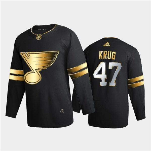 Mens St. Louis Blues #47 Torey Krug adidas 2021 Black Golden Edition Black Limited Jersey Stitched