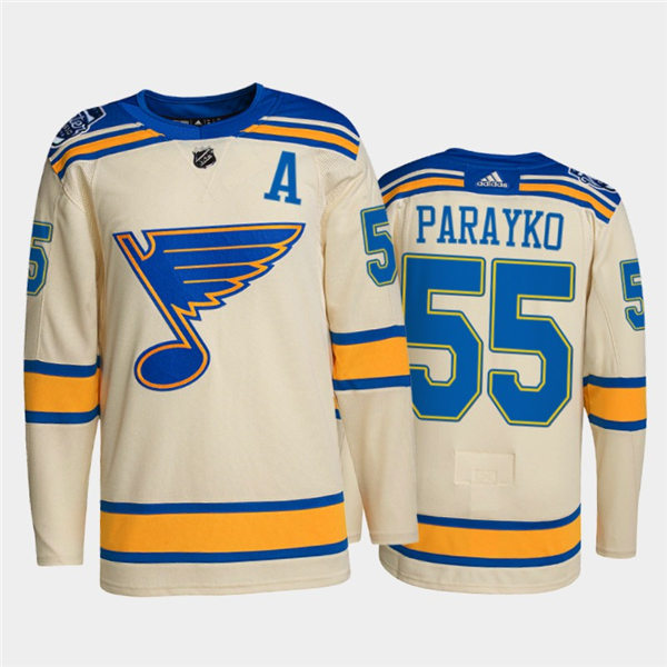 Mens St. Louis Blues #55 Colton Parayko adidas Cream 2022 Winter Classic Edition Jersey Stitched
