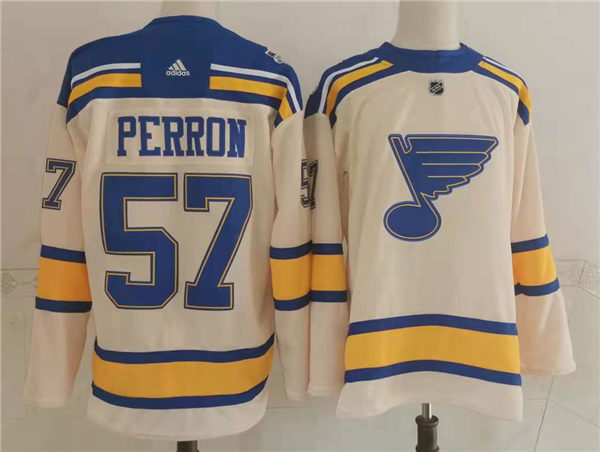 Mens St. Louis Blues #57 David Perron adidas Cream 2022 Winter Classic Edition Jersey Stitched