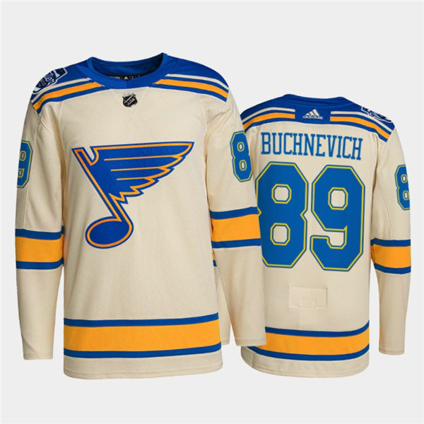 Mens St. Louis Blues #89 Pavel Buchnevich adidas Cream 2022 Winter Classic Edition Jersey Stitched