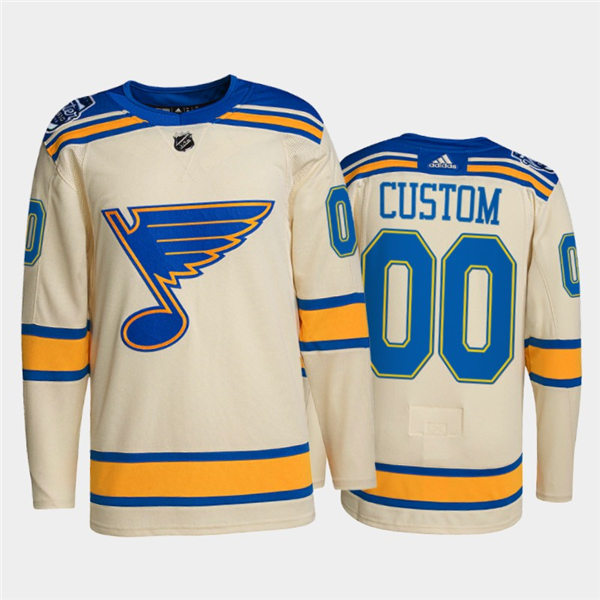 Mens St. Louis Blues Custom adidas Cream 2022 Winter Classic Edition Jersey Stitched