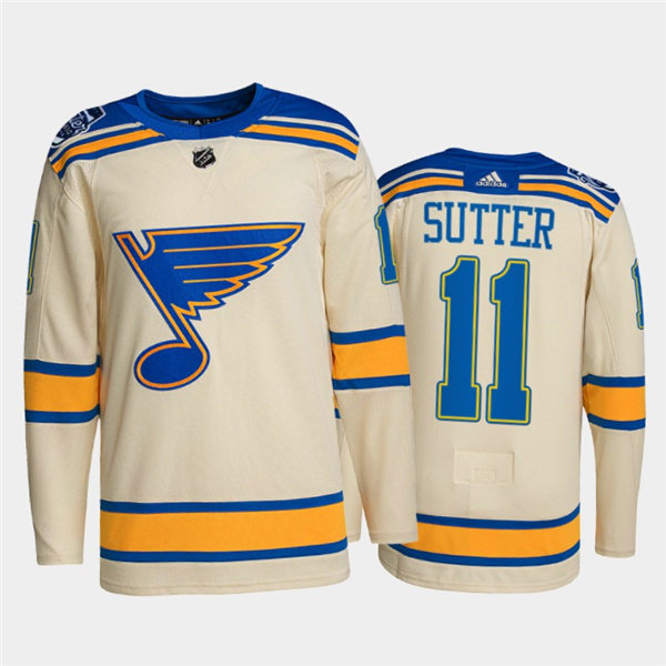 Mens St. Louis Blues Retired Player #11 Brian Sutter adidas Cream 2022 Winter Classic Edition Jersey Stitched