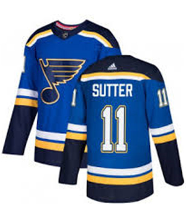 Mens St. Louis Blues Retired Player #11 Brian Sutter adidas Stitched Home Blue Jersey Stitched