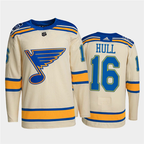 Mens St. Louis Blues Retired Player #16 Brett Hull adidas Cream 2022 Winter Classic Edition Jersey Stitched