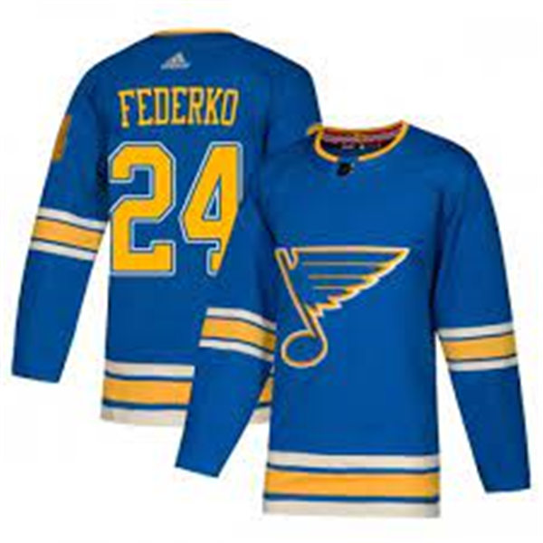 Mens St. Louis Blues Retired Player #24 Bernie Federko adidas Blue Alternate Jersey Stitched