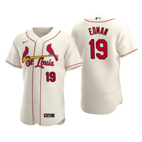 Mens St. Louis Cardinals #19 Tommy Edman Nike Cream Alternate Flex Base Player Jersey