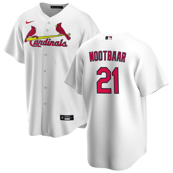 Mens St. Louis Cardinals #21 Lars Nootbaar Nike White Home CoolBase Jersey