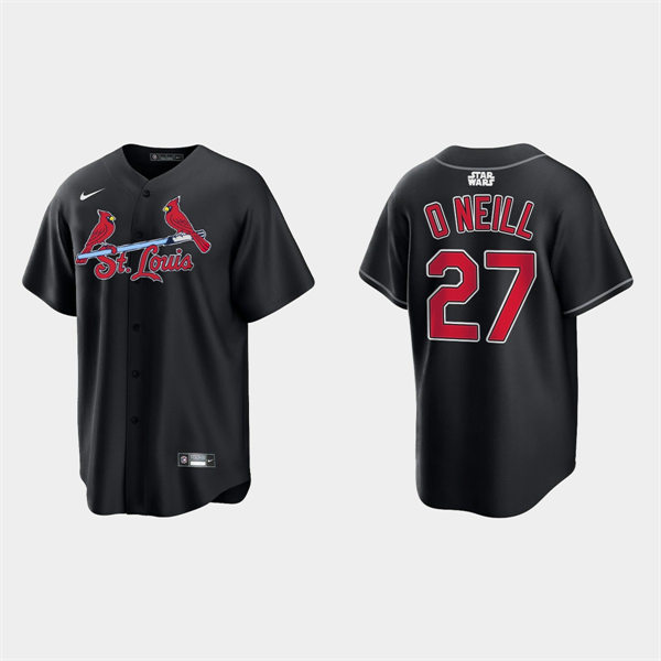 Mens St. Louis Cardinals #27 Tyler O'Neill Nike 2022 Black Star Wars Jersey