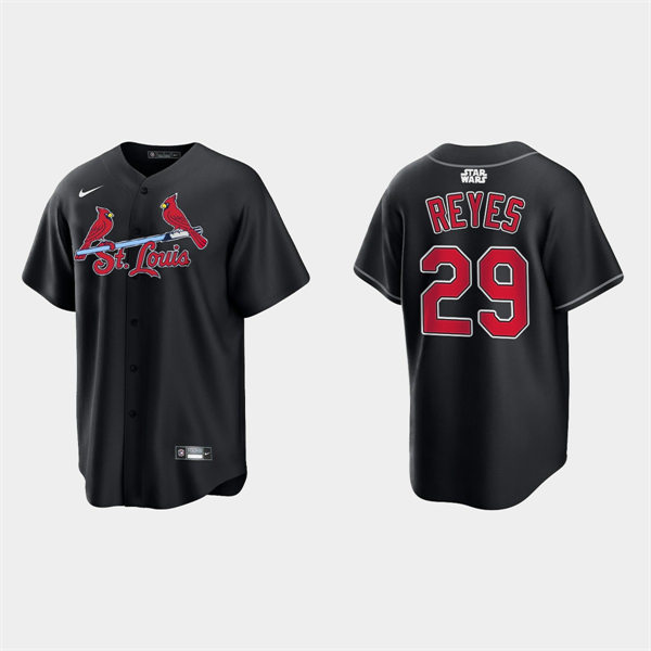 Mens St. Louis Cardinals #29 Alex Reyes Nike 2022 Black Star Wars Jersey