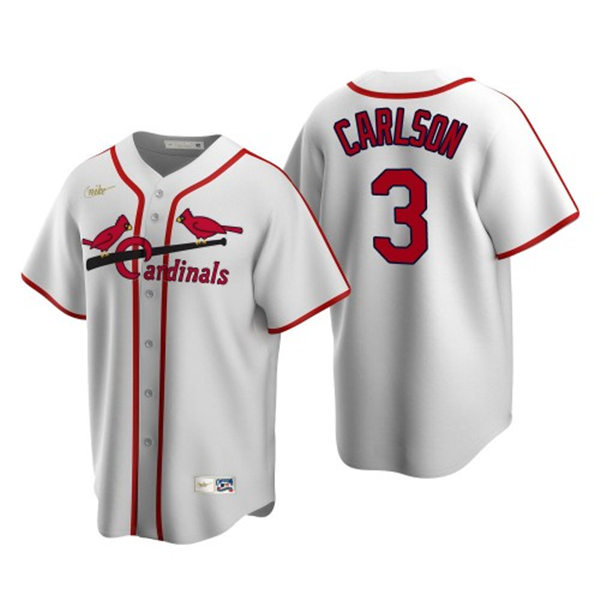 Mens St. Louis Cardinals #3 Dylan Carlson Nike White Cooperstown Collection Jersey