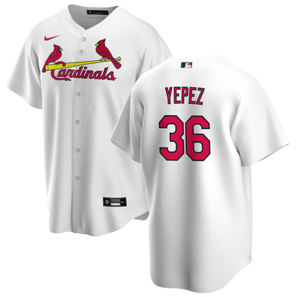 Mens St. Louis Cardinals #36 Juan Yepez Nike White Home CoolBase Jersey