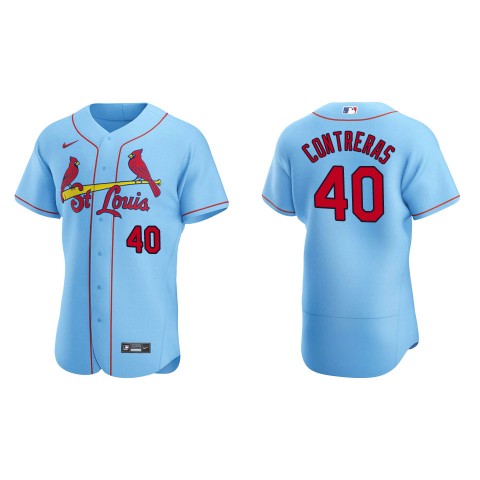 Mens St. Louis Cardinals #40 Willson Contreras Nike Light Blue Alternate FlexBase Jersey