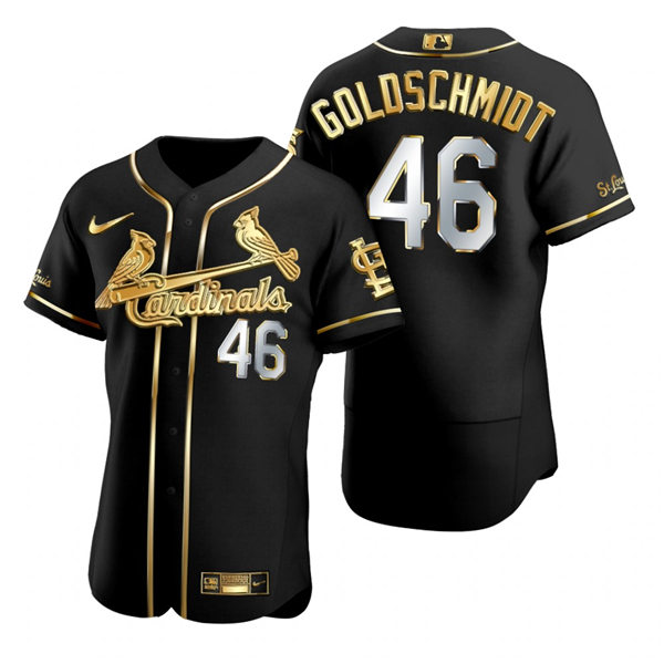 Mens St. Louis Cardinals #46 Paul Goldschmidt Nike Black Gold Edition Jersey
