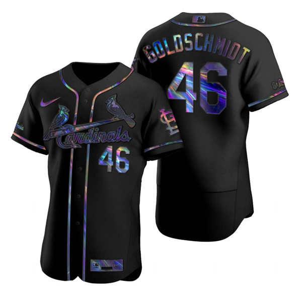 Mens St. Louis Cardinals #46 Paul Goldschmidt Nike Black Holographic Golden Edition Jersey