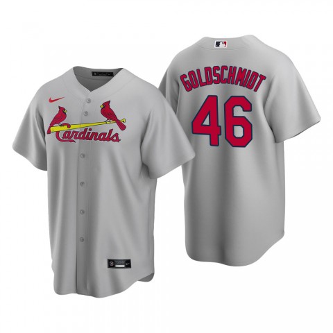 Mens St. Louis Cardinals #46 Paul Goldschmidt Nike Grey Road Cool Base Jersey