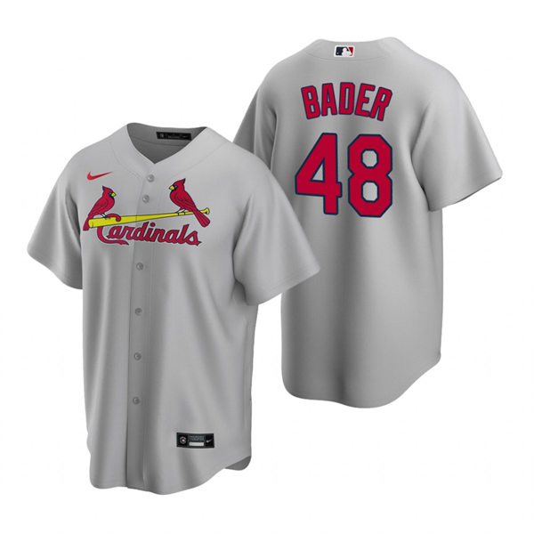 Mens St. Louis Cardinals #48 Harrison Bader Nike Grey Road CoolBase Jersey