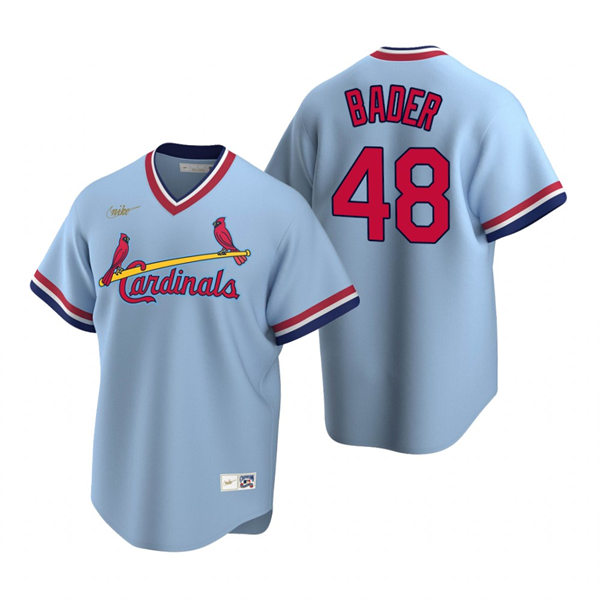 Mens St. Louis Cardinals #48 Harrison Bader Nike Light Blue Pullover Cooperstown Collection Jersey