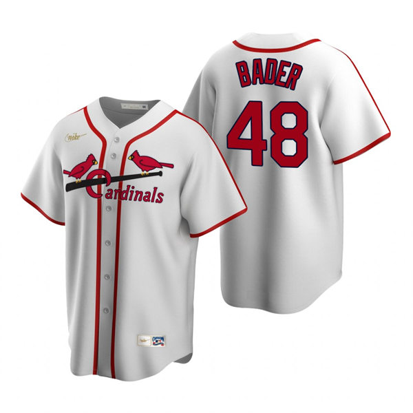 Mens St. Louis Cardinals #48 Harrison Bader Nike White Cooperstown Collection Jersey