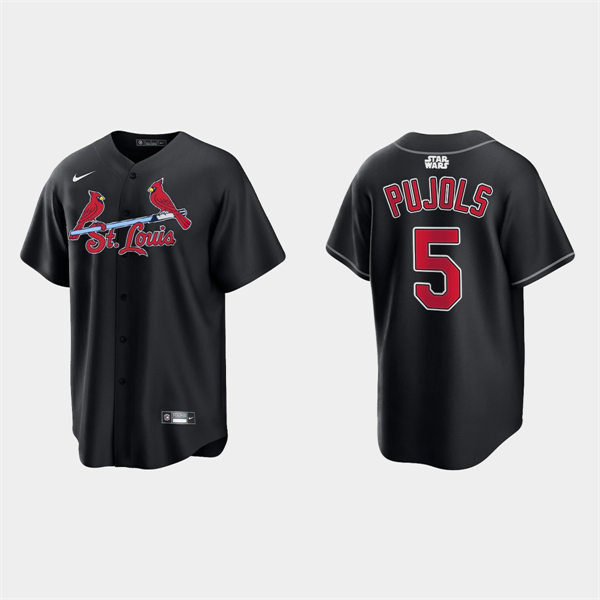 Mens St. Louis Cardinals #5 Albert Pujols Nike 2022 Black Star Wars Jersey