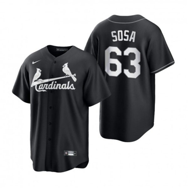 Mens St. Louis Cardinals #63 Edmundo Sosa Nike 2021 Black White Fashion Jersey