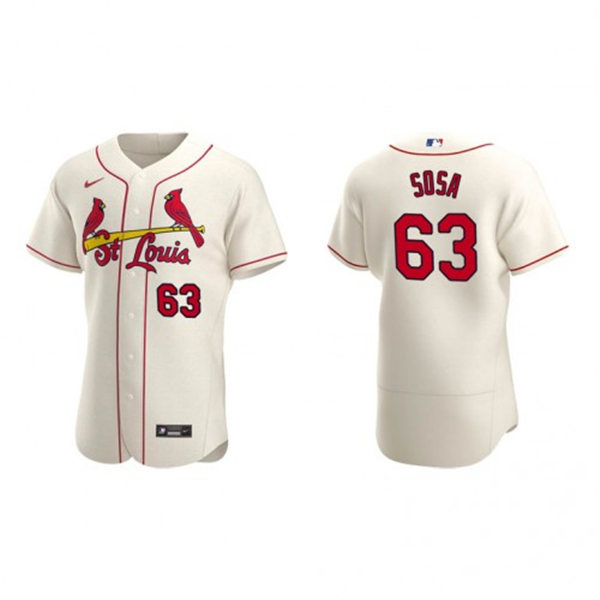 Mens St. Louis Cardinals #63 Edmundo Sosa Nike Cream Alternate Flex Base Player Jersey