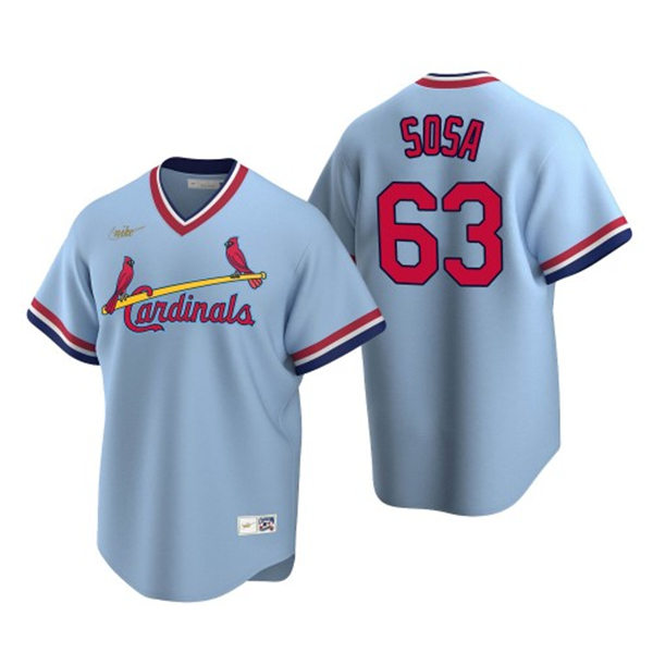 Mens St. Louis Cardinals #63 Edmundo Sosa Nike Light Blue Pullover Cooperstown Collection Jersey