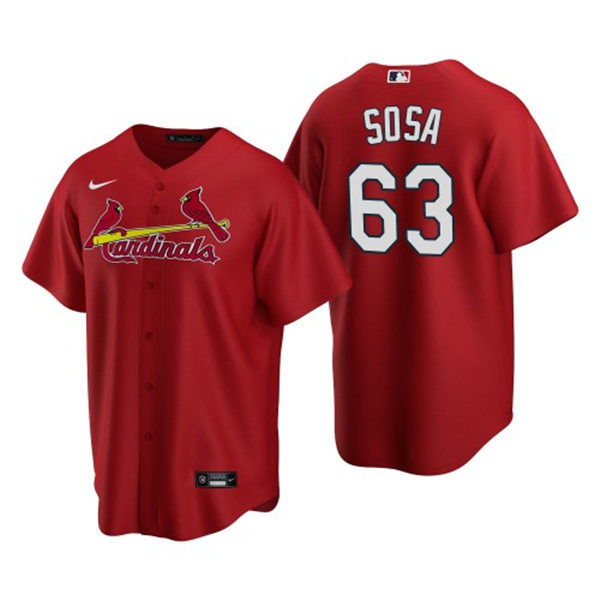 Mens St. Louis Cardinals #63 Edmundo Sosa Nike Red Alternate Cool Base Jersey