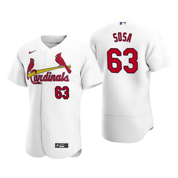 Mens St. Louis Cardinals #63 Edmundo Sosa Nike White Home Flex Base Player Jersey