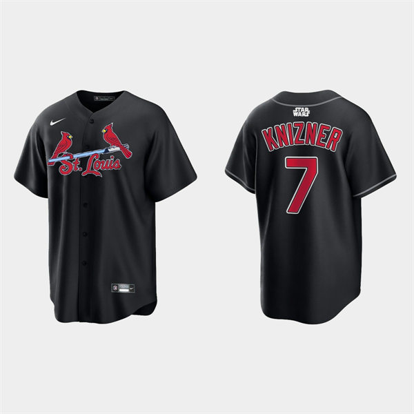Mens St. Louis Cardinals #7 Andrew Knizner Nike 2022 Black Star Wars Jersey
