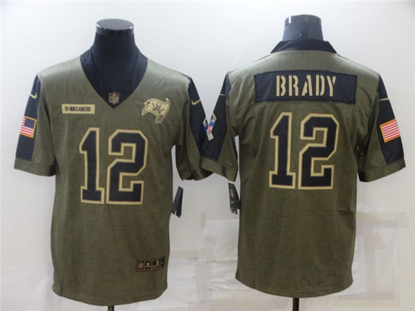Mens Tampa Bay Buccaneers #12 Tom Brady Nike Olive 2021 Salute To Service Limited Jersey
