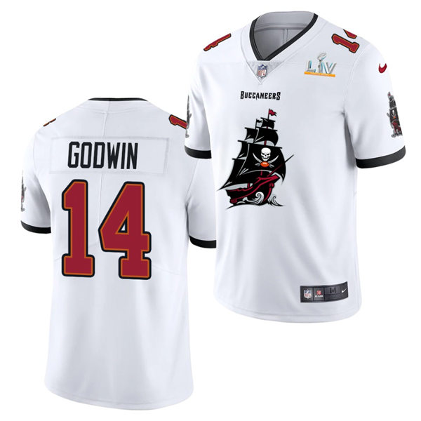 Mens Tampa Bay Buccaneers #14 Chris Godwin Nike White 2021 Super Bowl LV Champions Alternate Logos Vapor Limited Jersey