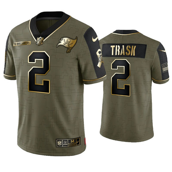 Mens Tampa Bay Buccaneers #2 Kyle Trask Nike 2021 Olive Golden Salute To Service Limited Jersey
