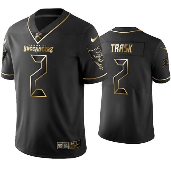 Mens Tampa Bay Buccaneers #2 Kyle Trask Nike Black Golden Edition Vapor Limited Jersey