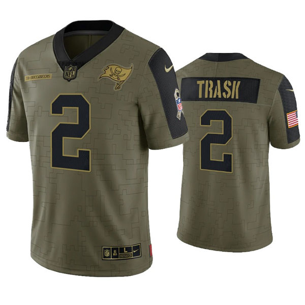 Mens Tampa Bay Buccaneers #2 Kyle Trask Nike Olive 2021 Salute To Service Limited Jersey