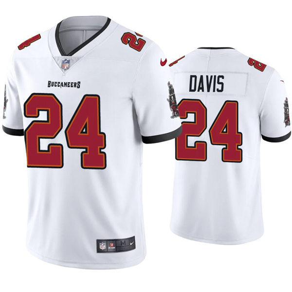 Mens Tampa Bay Buccaneers #24 Carlton Davis III Nike Road White Vapor Limited Jersey