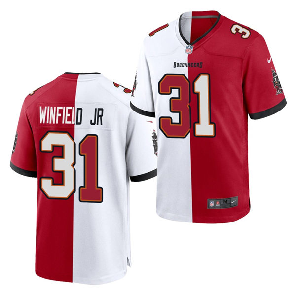 Mens Tampa Bay Buccaneers #31 Antoine Winfield Jr Nike White Red Split Two Tone Jersey