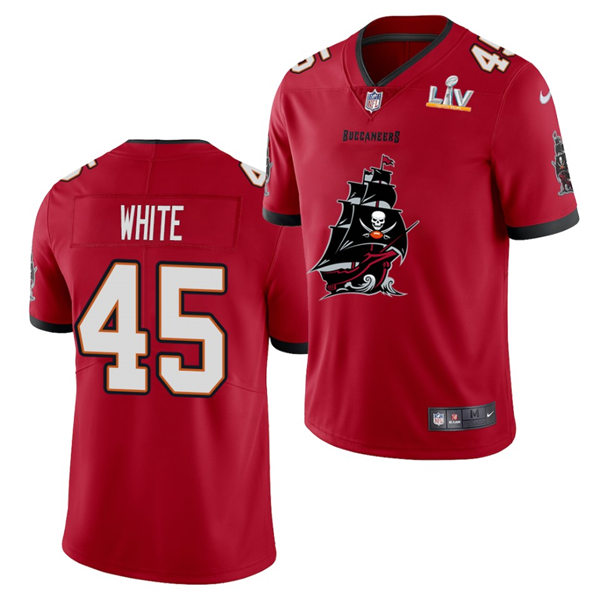 Mens Tampa Bay Buccaneers #45 Devin White Nike Red 2021 Super Bowl LV Champions Alternate Logos Vapor Limited Jersey