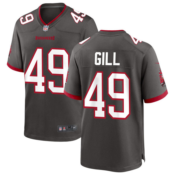 Mens Tampa Bay Buccaneers #49 Cam Gill Nike Pewter Alternate Vapor Limited Jersey