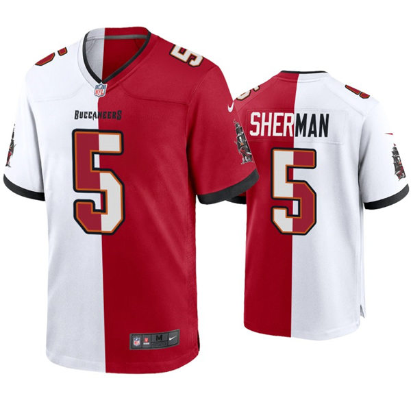 Mens Tampa Bay Buccaneers #5 Richard Sherman Nike White Red Split Two-Tone Jersey