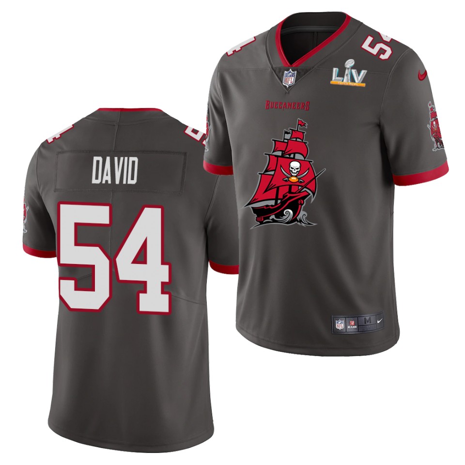 Mens Tampa Bay Buccaneers #54 Lavonte David Nike Pewter 2021 Super Bowl LV Champions Alternate Logos Vapor Limited Jersey