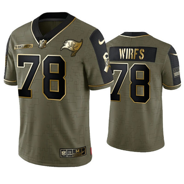 Mens Tampa Bay Buccaneers #78 Tristan Wirfs Nike 2021 Olive Golden Salute To Service Limited Jersey