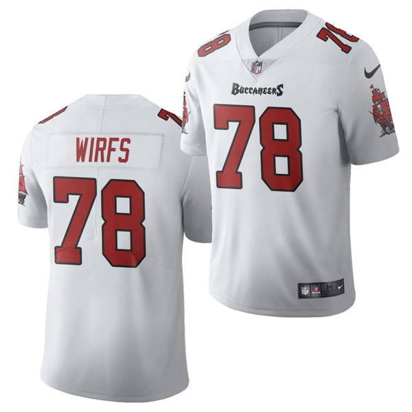 Mens Tampa Bay Buccaneers #78 Tristan Wirfs Nike Road White Vapor Limited Jersey