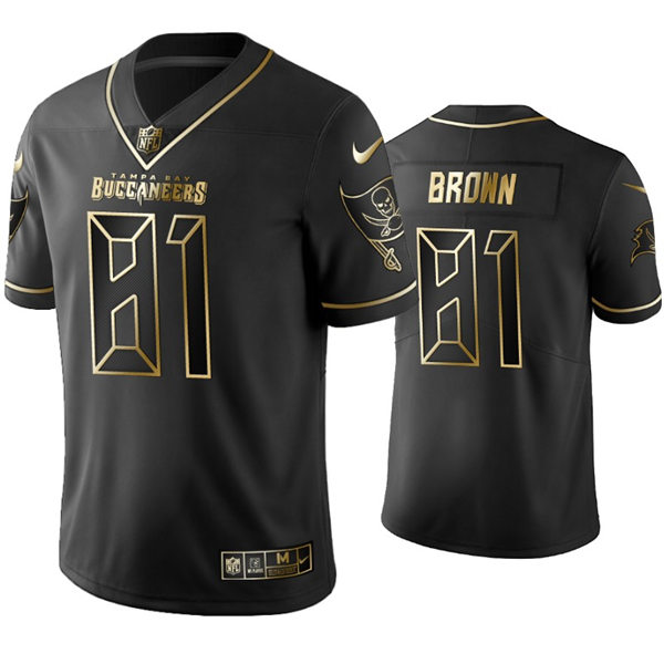 Mens Tampa Bay Buccaneers #81 Antonio Brown Nike Black Golden Edition Vapor Limited Jersey