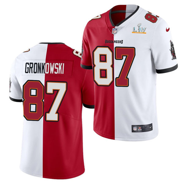 Mens Tampa Bay Buccaneers #87 Rob Gronkowski Nike Red White Split Two Tone Jersey
