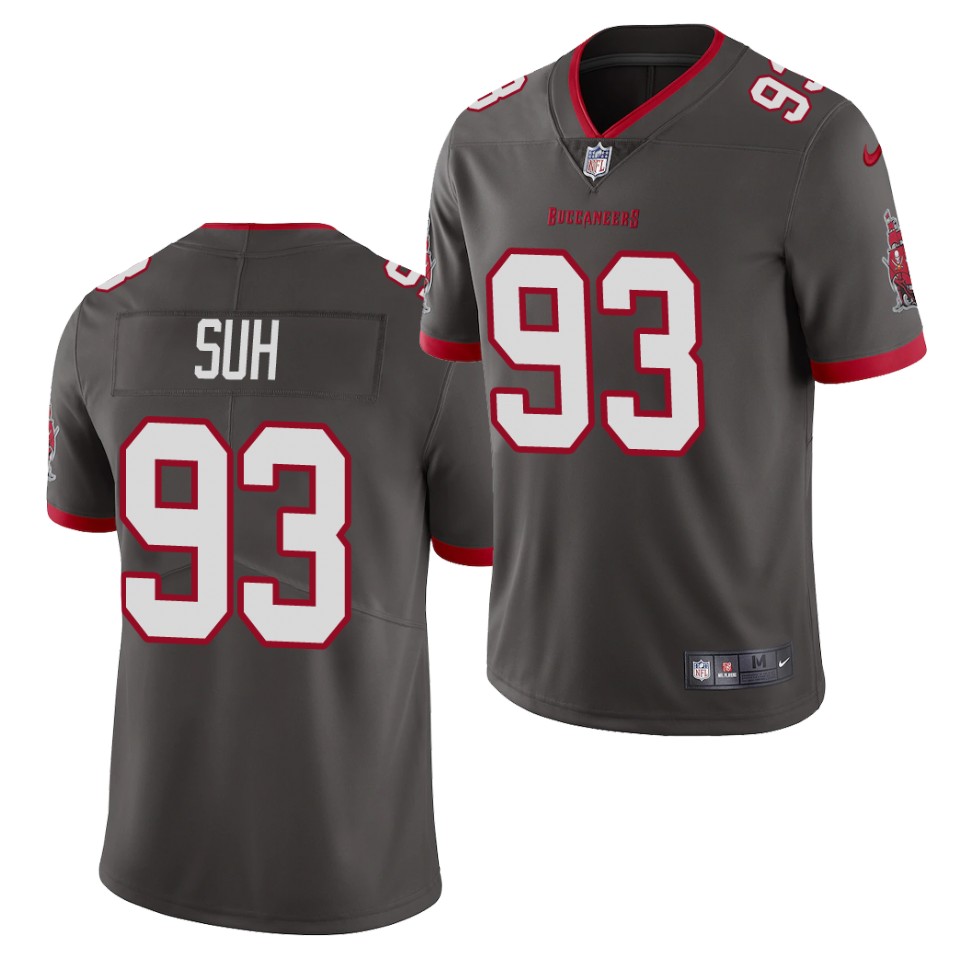 Mens Tampa Bay Buccaneers #93 Ndamukong Suh Nike Pewter Alternate Vapor Limited Jersey