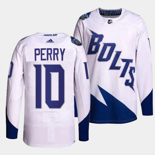 Mens Tampa Bay Lightning #10 Corey Perry Adidas White 2022 Stadium Series Jersey Stitched